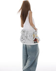 IAMXIAA Distressed Baggy Denim Jeans Low Waist Wide Leg Street Style Vintage Wash
