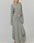 0122stepll Draped Knit Top & Asymmetric Maxi Skirt Set