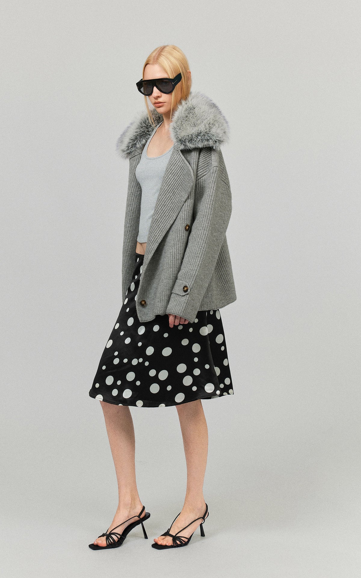0122stepll Plush Wool Collar Belted Knit Jacket