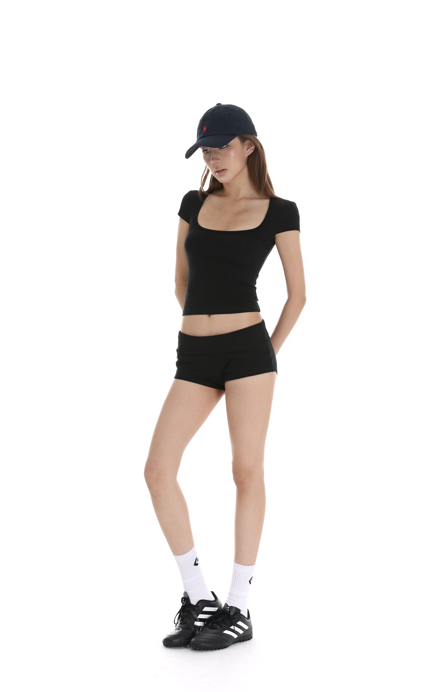IAMXIAA Square Neck Fitted Short Sleeve T-Shirt