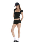 IAMXIAA Square Neck Fitted Short Sleeve T-Shirt