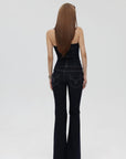 IAMXIAA Strapless Denim Top and Flared Pants Two-Piece Set