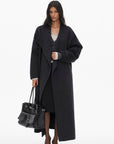 0122stepll Manteau long ample ceinturé à nouer