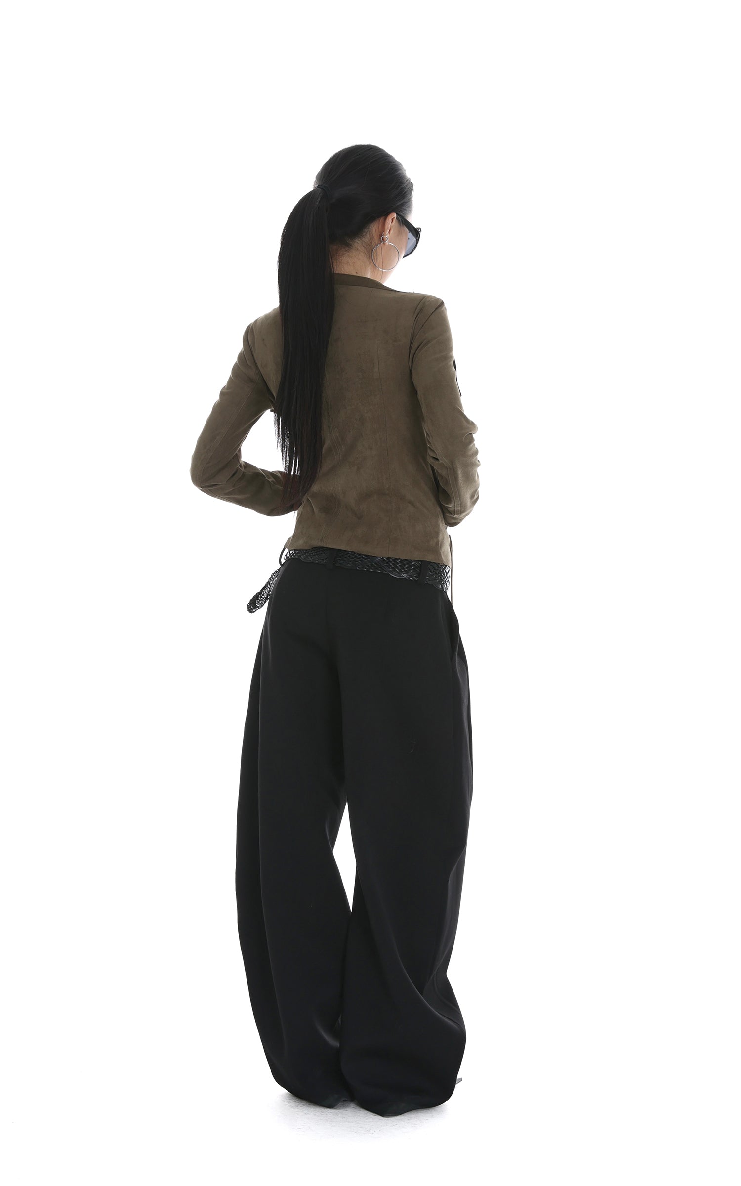 IAMXIAA アシンメトリージップ付きクロップドモトジャケット