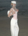 Rase le sol Rhinestone Wing Motif Wide-Leg Pants - PINKPARKS
