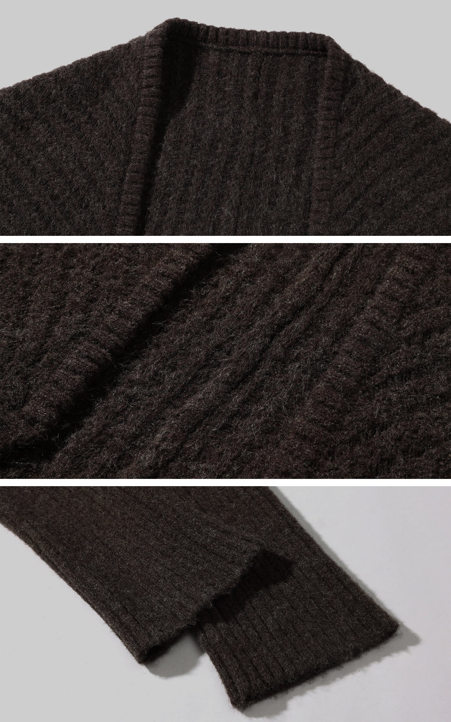 Rase le sol ダークブラウンウールドレープカーディガン