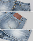 IAMXIAA Low Rise Washed Denim Skort