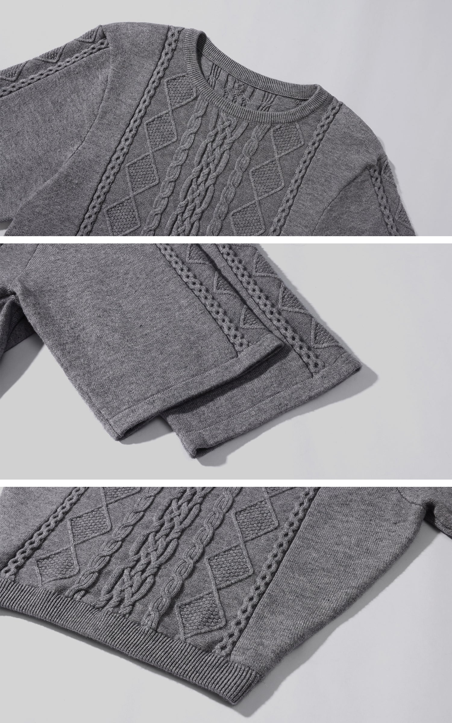 WARDEN EDGE 스컬프티드 케이블 니트 크롭 스웨터