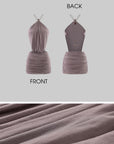 Hydrae Ruched Backless Halter Mini Dress