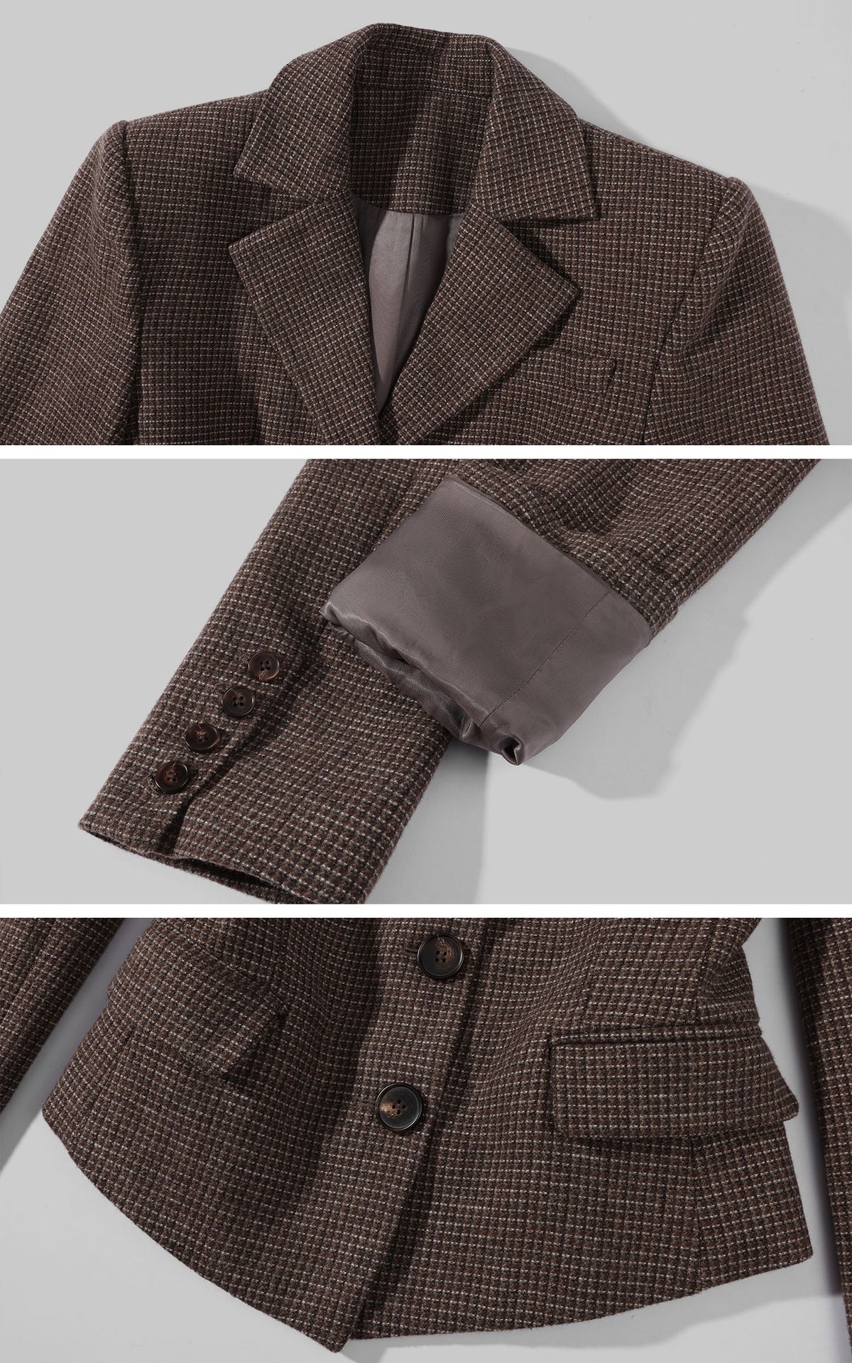 WARDEN EDGE Sculpted-Waist Check Blazer with Structured Shoulders