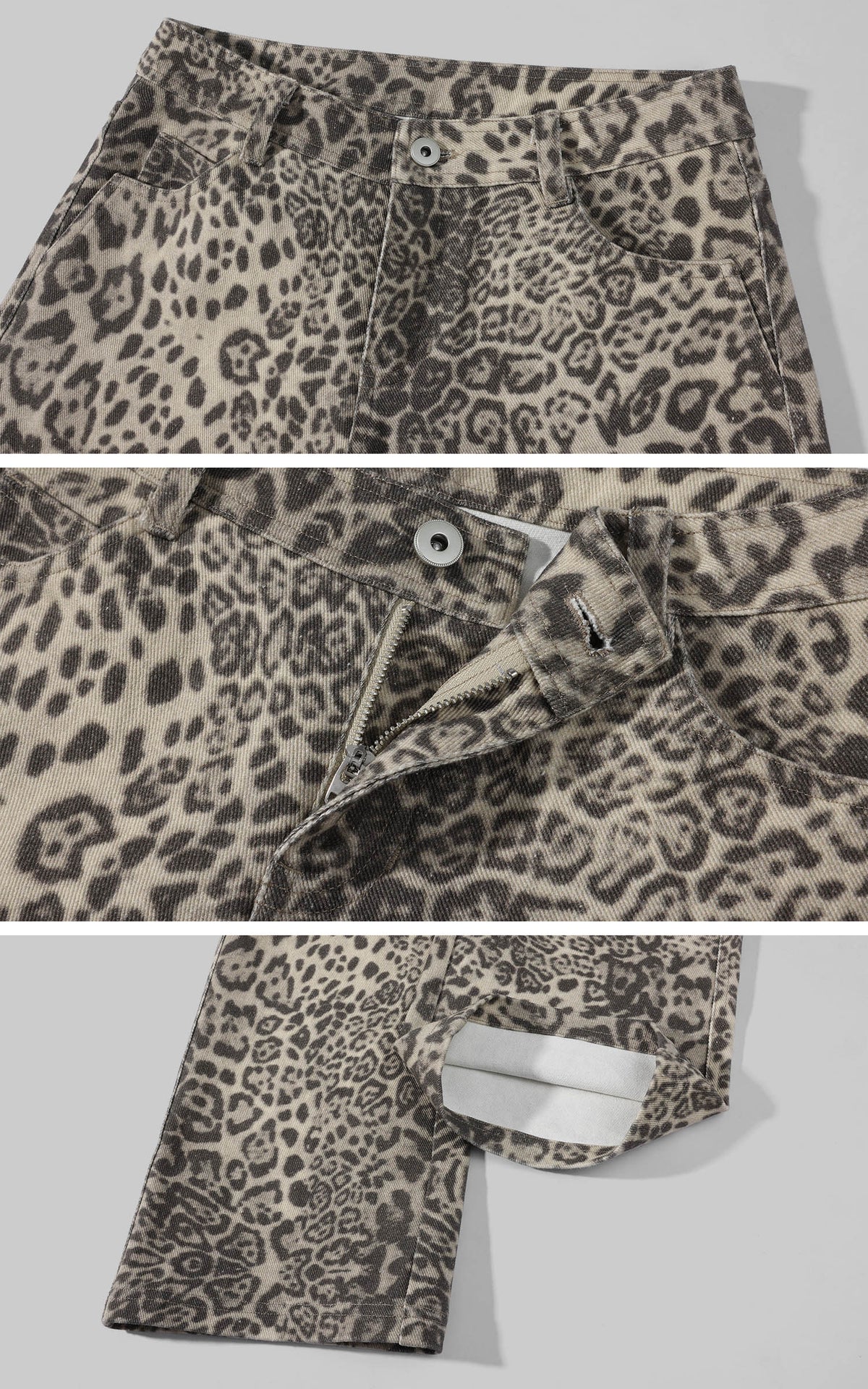 ROVENTE Leopard Print Straight-Leg Pants with Full-Length Silhouette