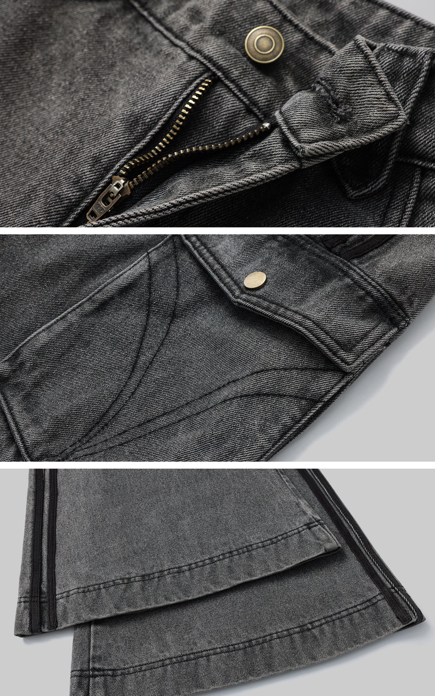 Rase le sol  Washed Gray Utility Denim Pants