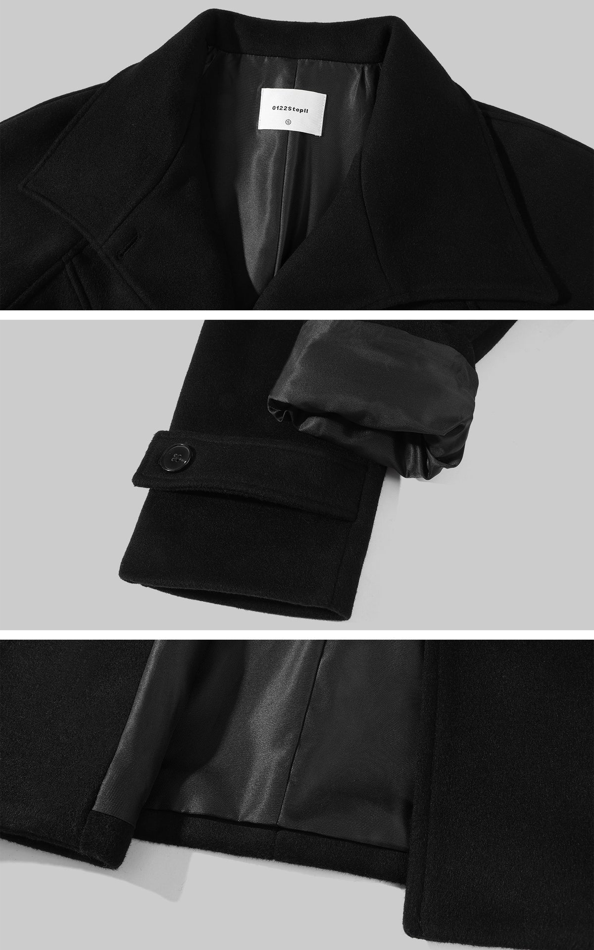 0122stepll Sculpted High Collar Belted Jacket