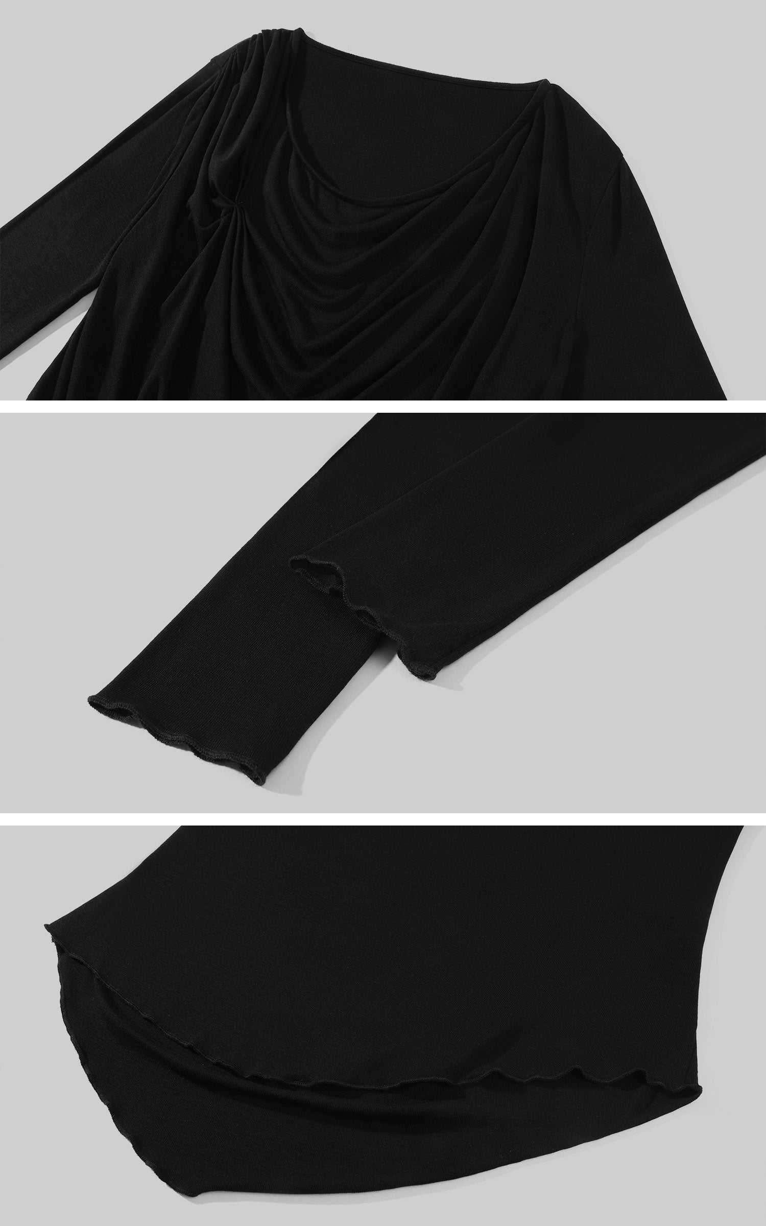 Rase le sol Asymmetric Draped Long-Sleeve Top