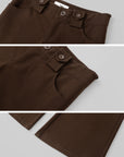IAMXIAA Pantalon évasé ajusté à taille haute avec double bouton