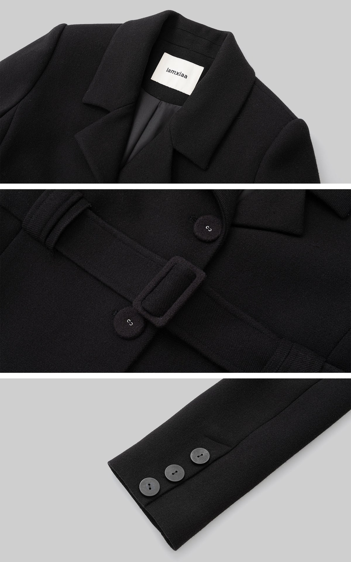 IAMXIAA Structured Waist-Belted Tailored Longline Blazer Coat