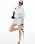 IAMXIAA Cropped Windbreaker Jacket and Relaxed Shorts Set