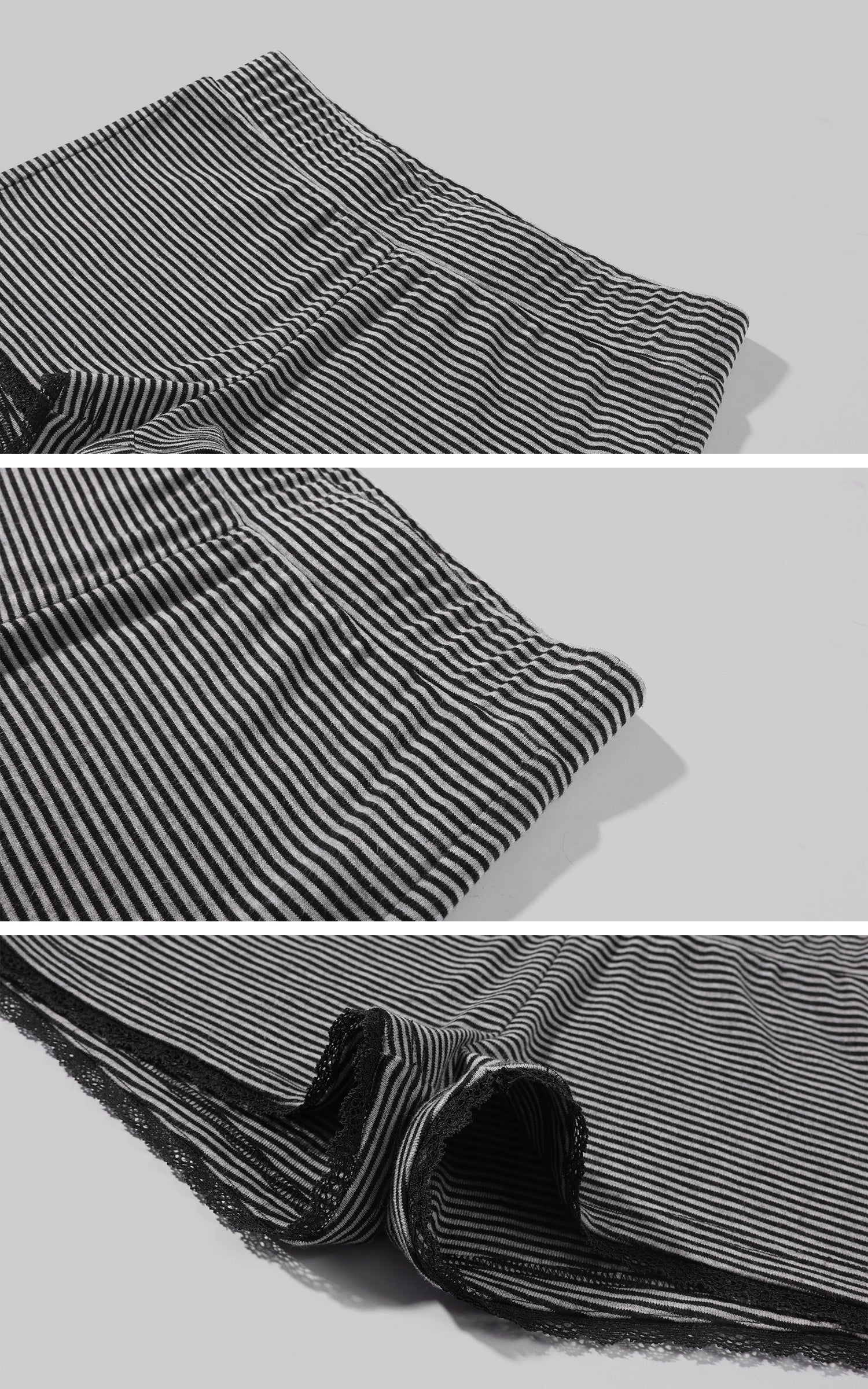 Rase le sol Tricot à rayures avec bordure en dentelle Short