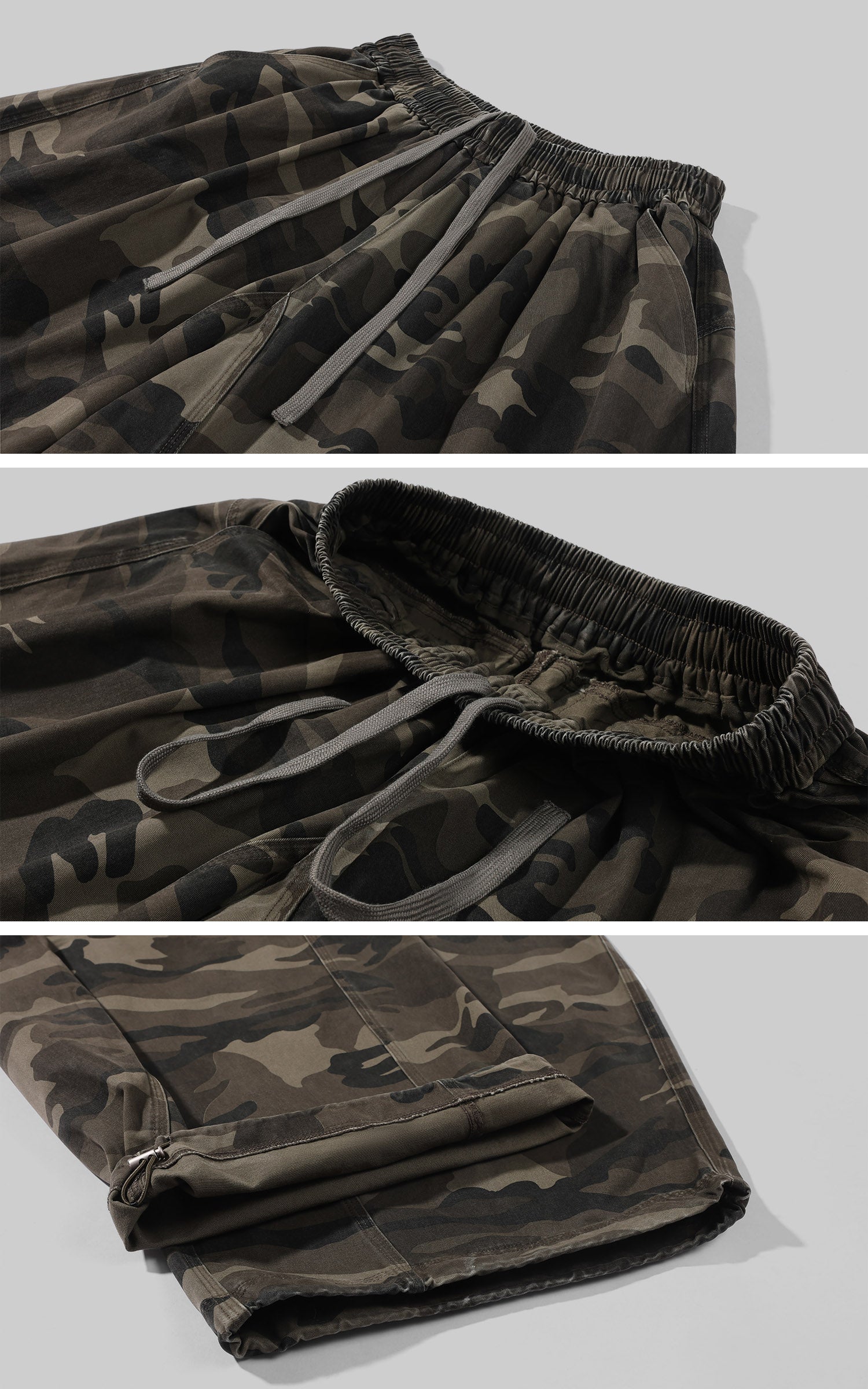 ROVENTE Pantalon camo à jambes larges et cordon de serrage