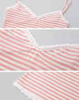 IAMXIAA Striped Cami and Cardigan Set with Lace Trim