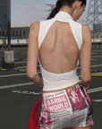 0122stepll Barbie World Newspaper Print Mini Skirt