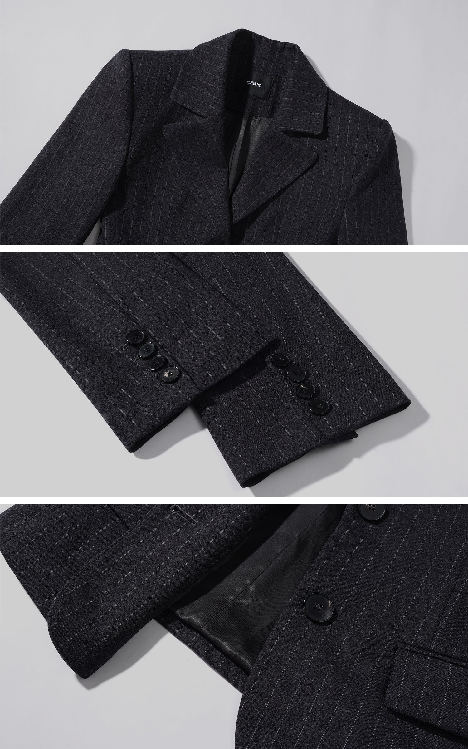 WARDEN EDGE 핀스트라이프 테일러드 블레이저 &amp; 쇼츠 세트
