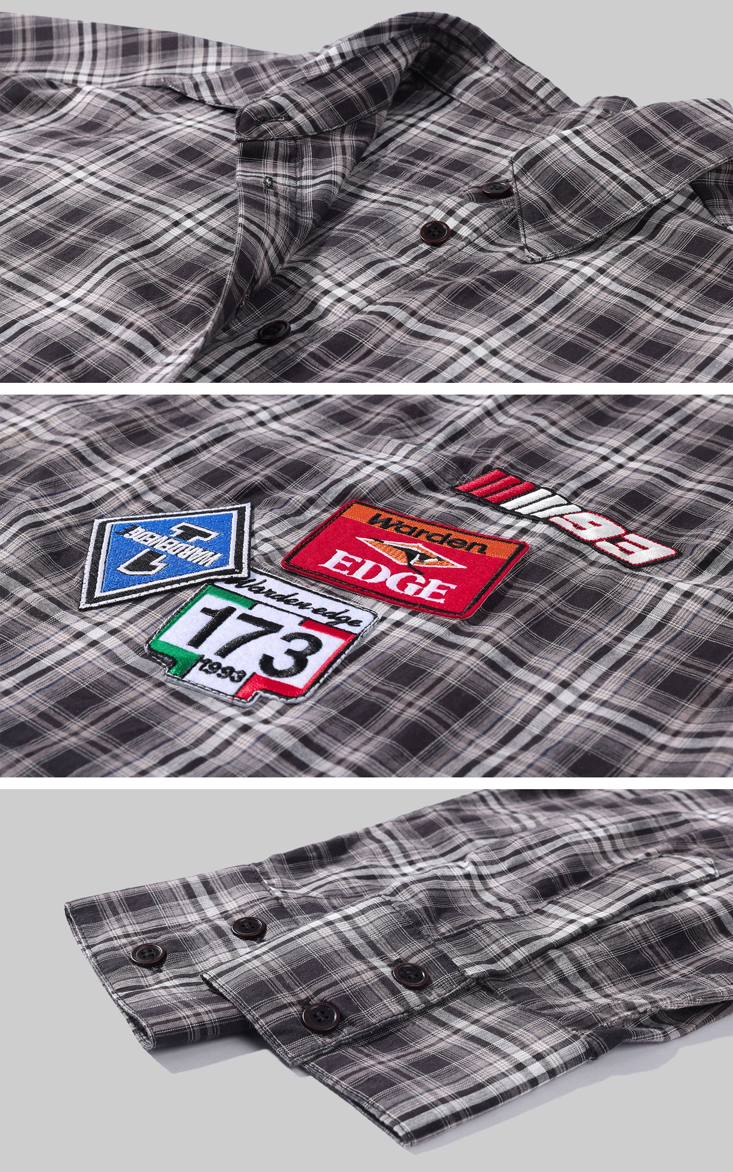 WARDEN EDGE Patchwork Plaid Oversized Shirt