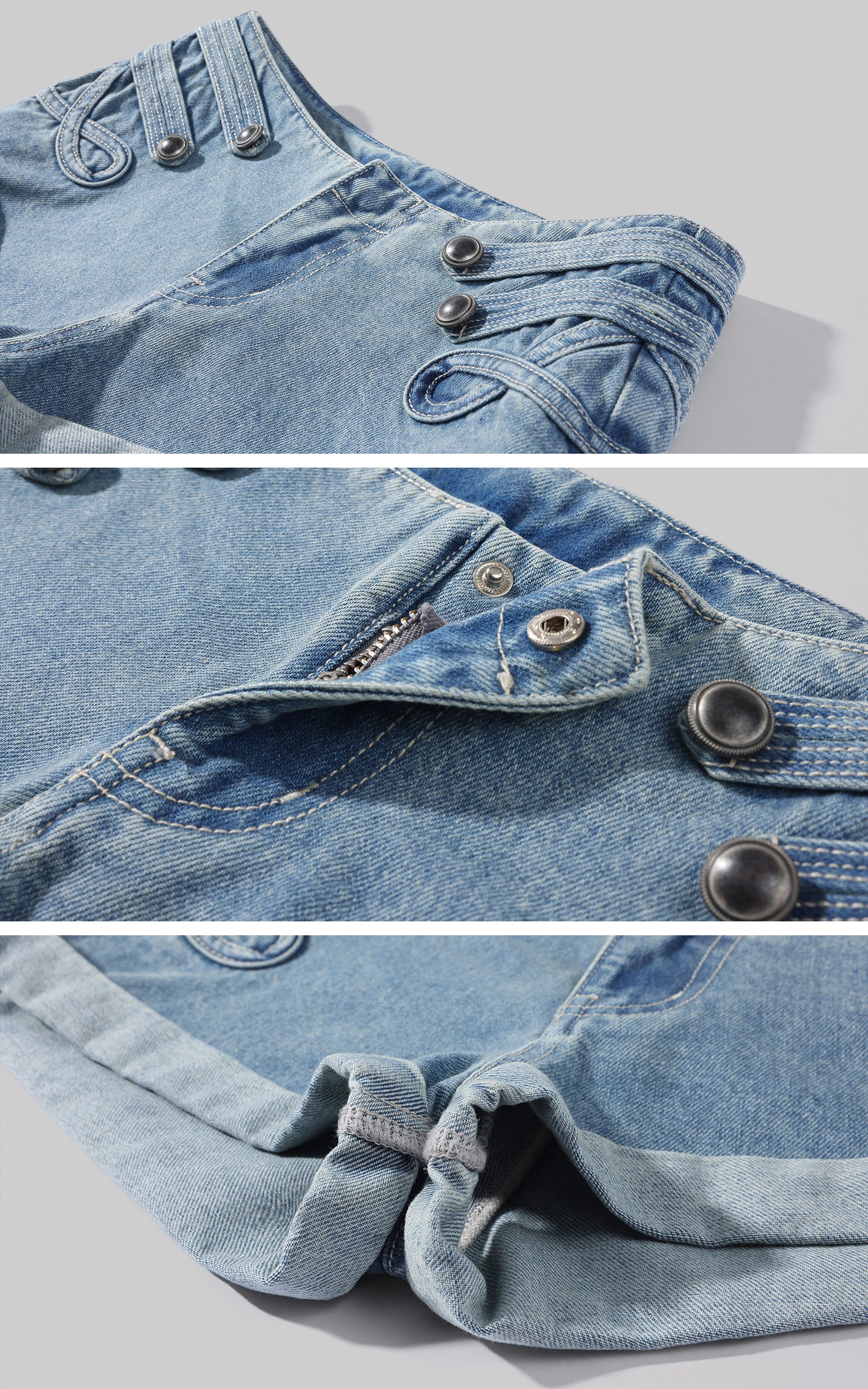WARDEN EDGE Number 7 Scoop Neck T-Shirt &amp; Low Rise Denim Shorts Set