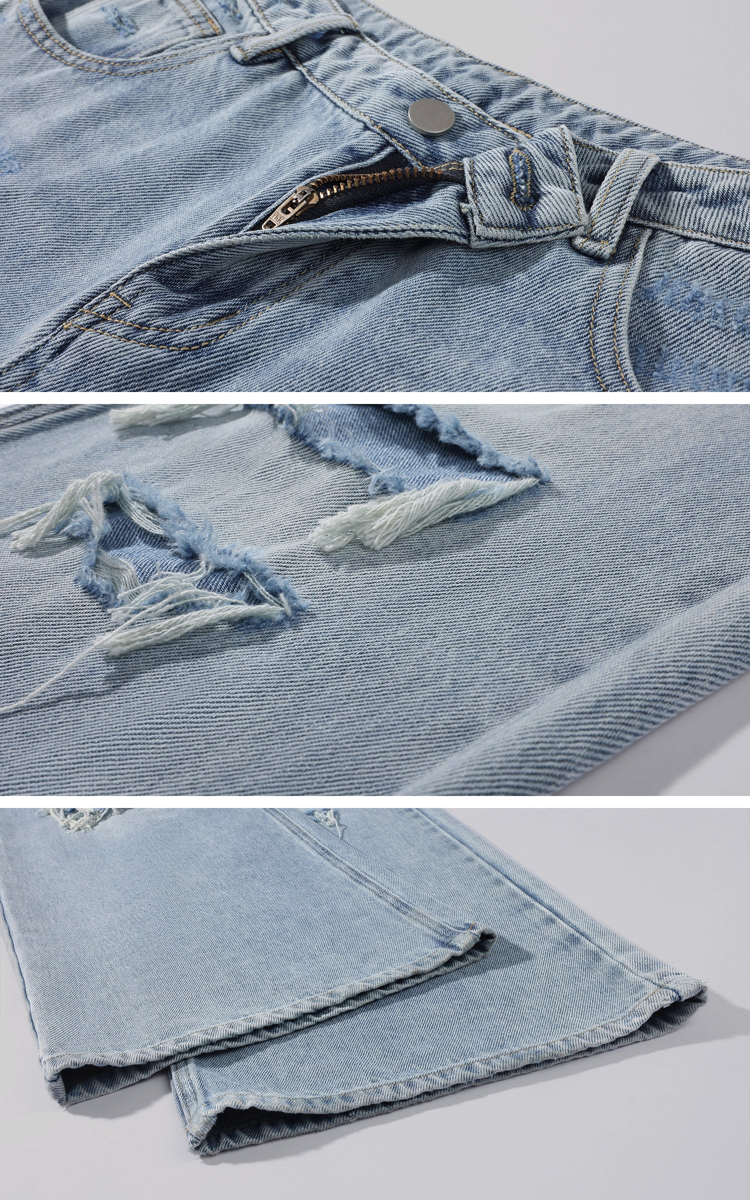 Rase le sol Distressed Washed Wide-Leg Jeans