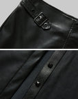 DOINDULGE Paneled Faux Leather Maxi Skirt with Stud Detail