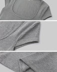 IAMXIAA Square Neck Fitted Short Sleeve T-Shirt