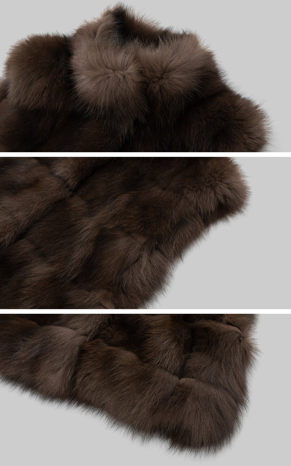 IAMXIAA Chocolate Brown Oversized Collar Fox Fur Sleeveless Vest