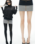 IAMXIAA Inside-Out Contrast Denim Micro Skirt