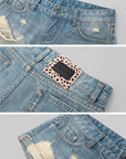 IAMXIAA Jean délavé taille basse Short