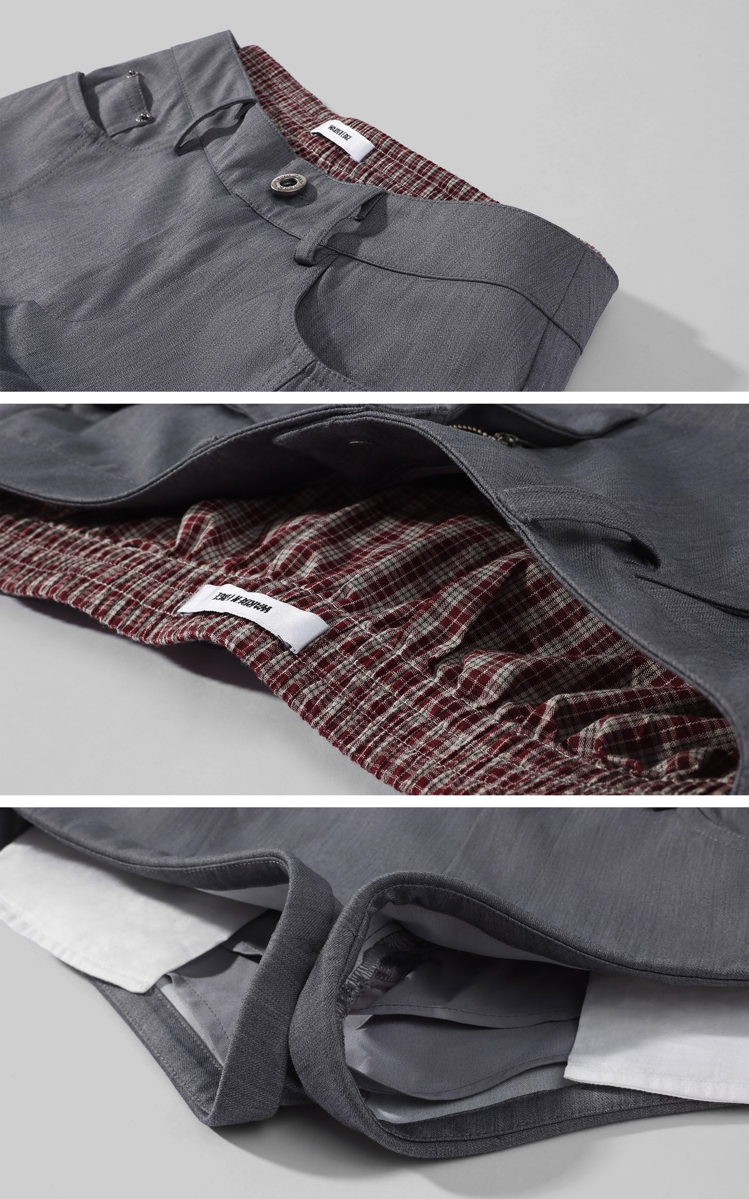 WARDEN EDGE Layered Tailored Shorts With Plaid Detail and Contrast Hem