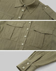 IAMXIAA Chemise Olive à Poches Utilitaires