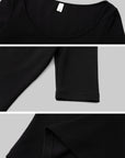 IAMXIAA 스쿱넥 슬림핏 탑 & 로우라이즈 미니 스커트 세트 슬림핏 투피스