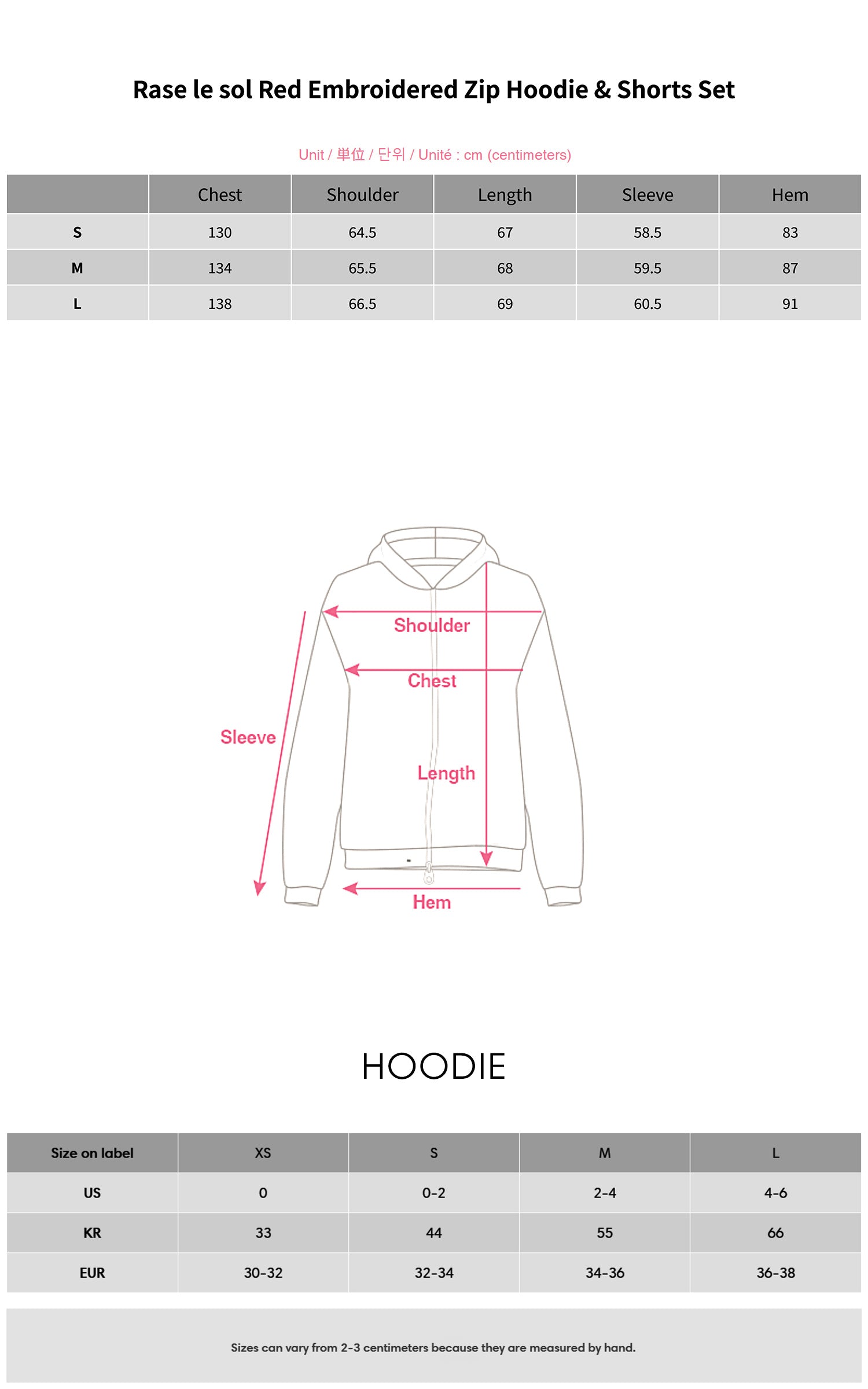 Rase le sol Red Embroidered Zip Hoodie &amp; Shorts Set
