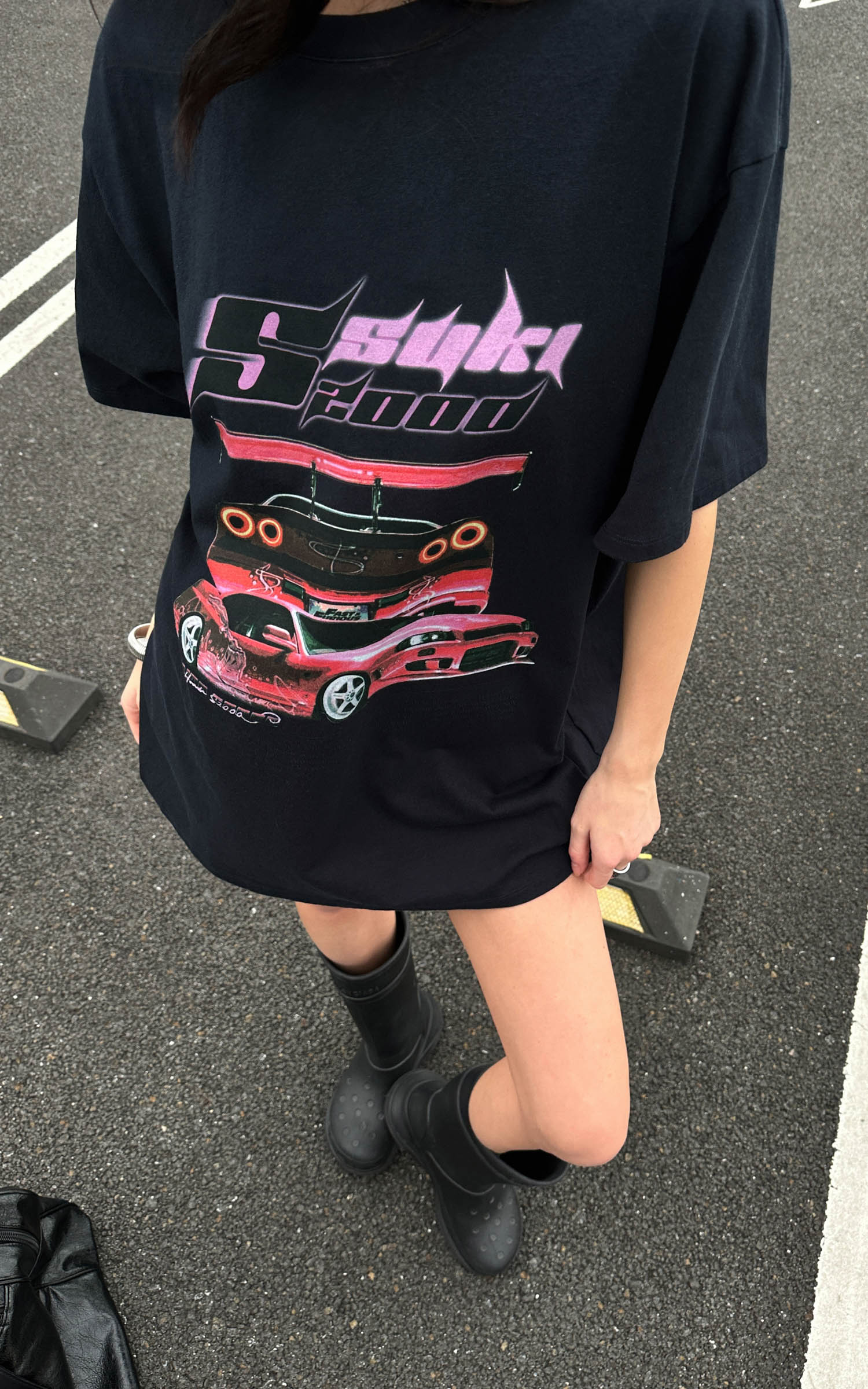 0122stepll スキ2000オーバーサイズグラフィックTシャツ