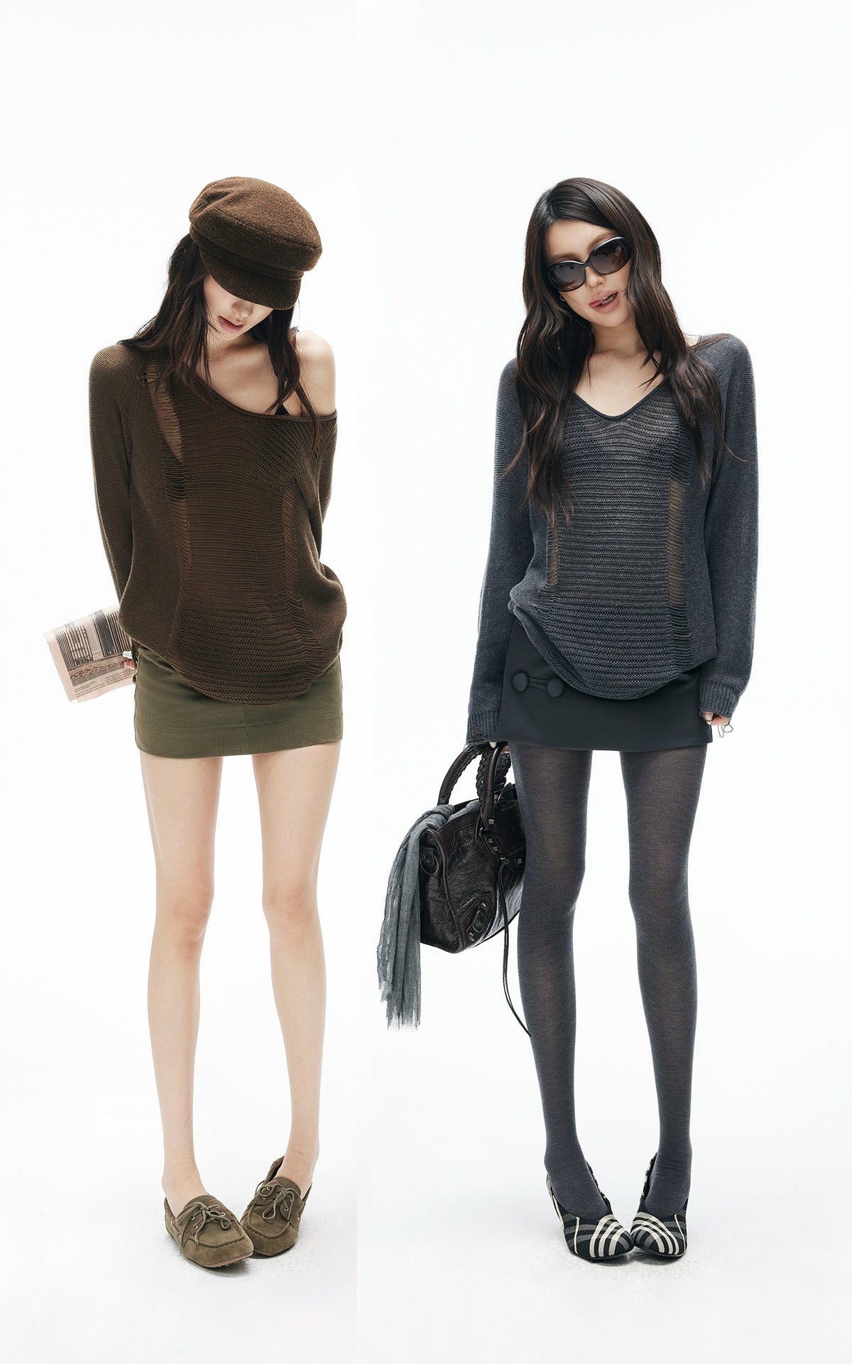 IAMXIAA Distressed Open Knit Oversized Sweater