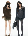 IAMXIAA Distressed Open Knit Oversized Sweater