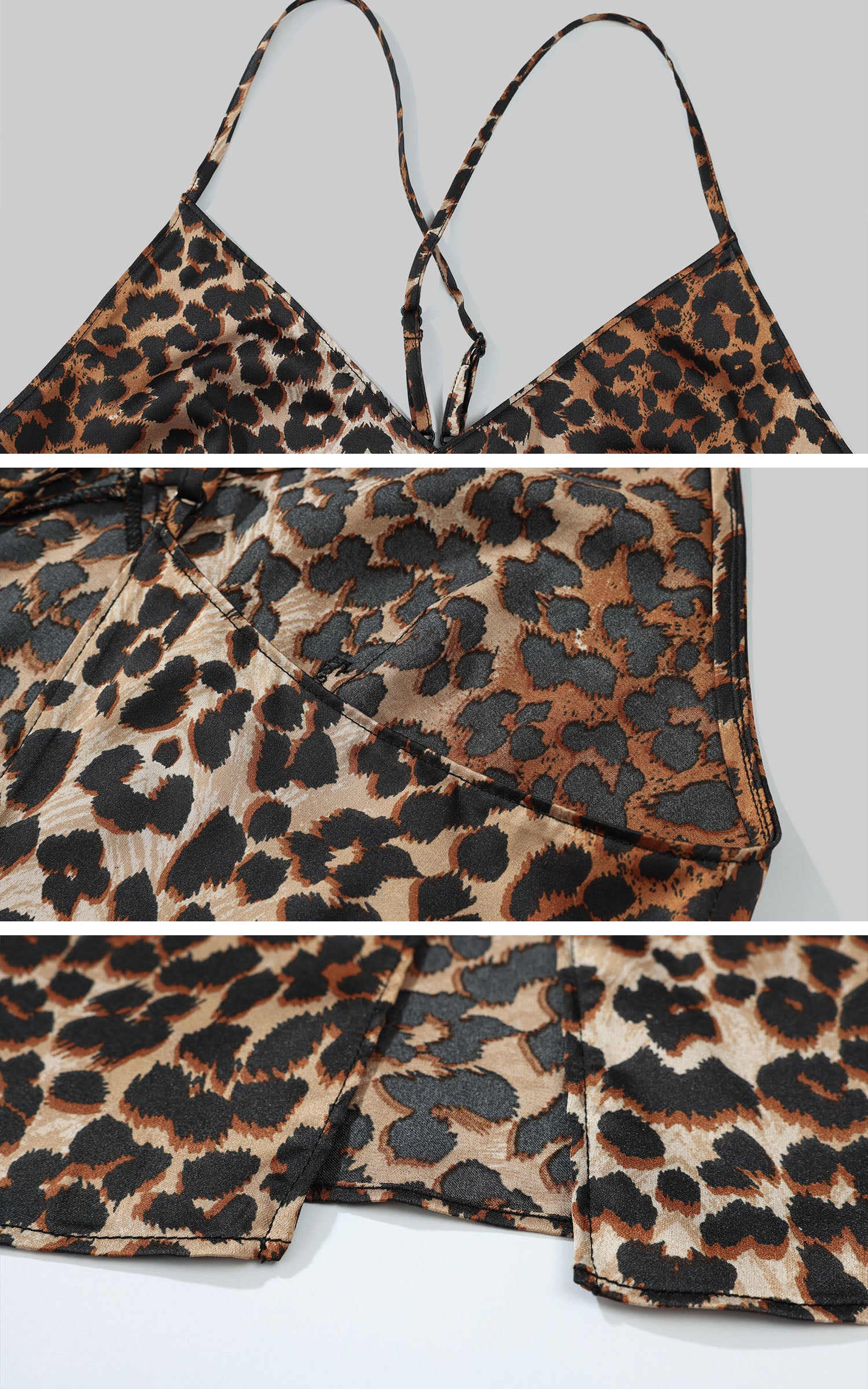 0122stepll Leopard Satin Lounge Pajama Set