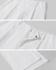 0122stepll Relaxed Linen Suit Set Blazer Pants & Wrap Skirt Overlay
