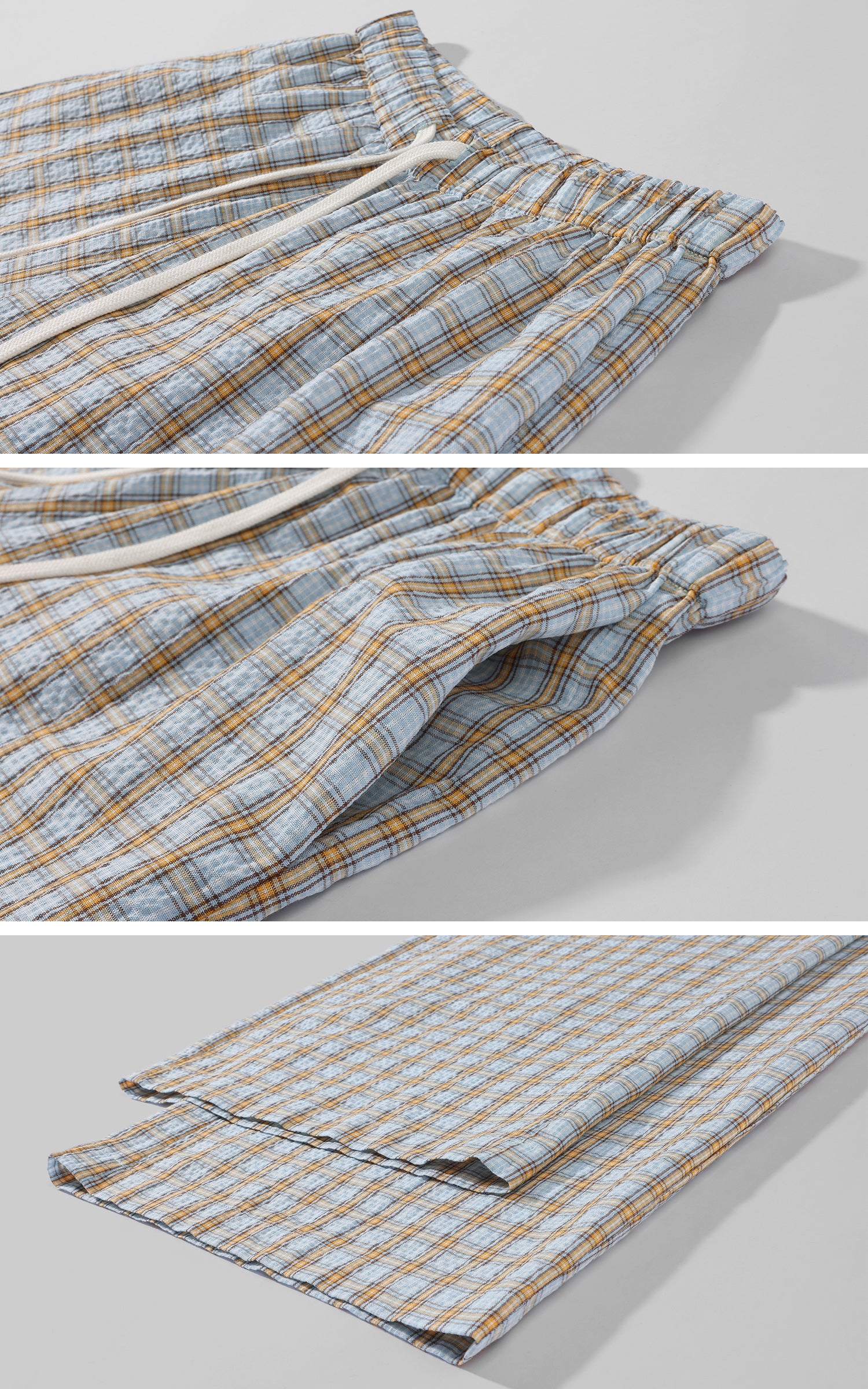 0122stepll Plaid Wide-Leg Drawstring Pants