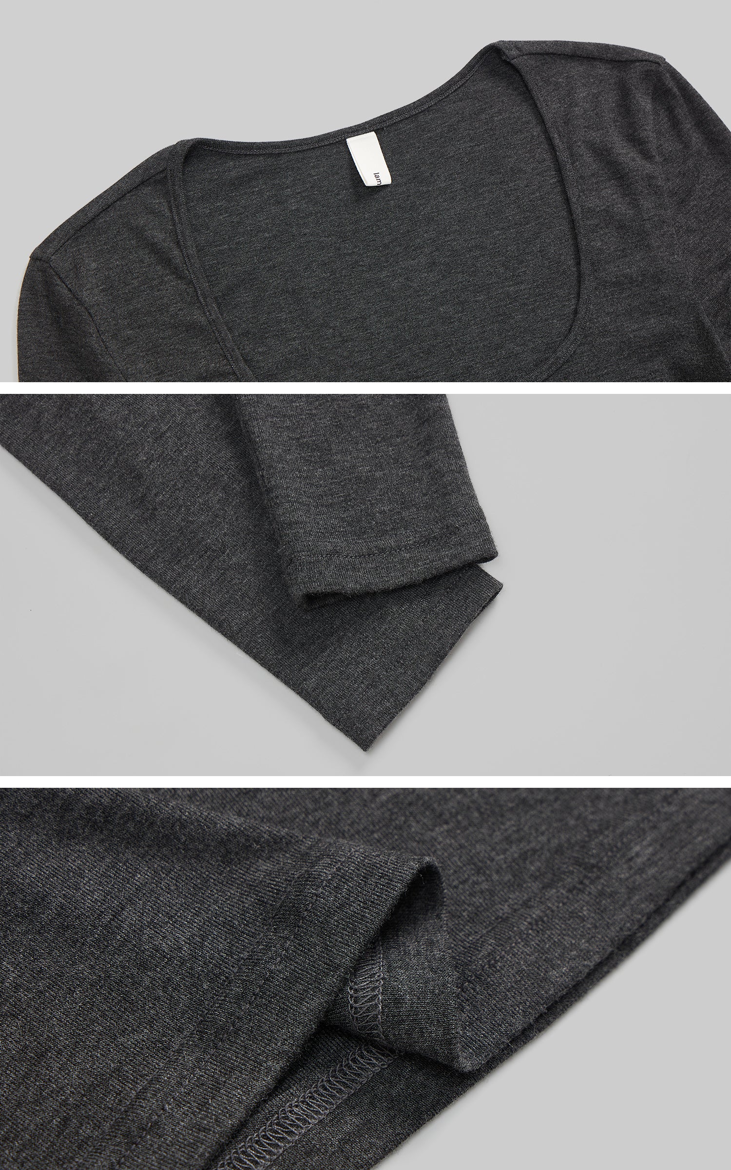 IAMXIAA Knit Long Sleeve Top with Square Neckline