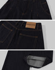 WARDEN EDGE Pleated Wide-Leg Denim Pants with Side Tie