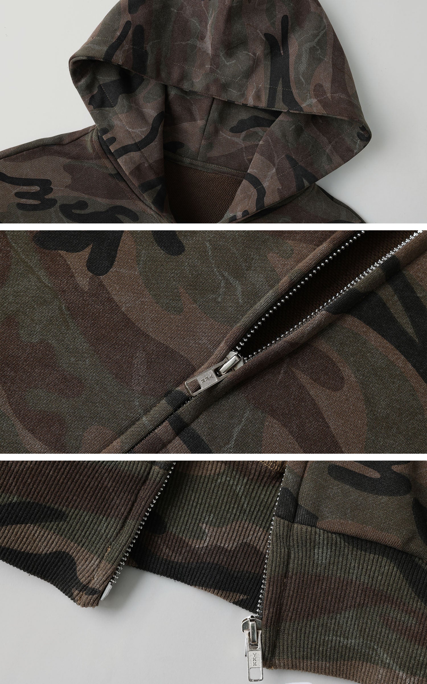 0122stepll Camo Zip-Up Hooded Sweatshirt