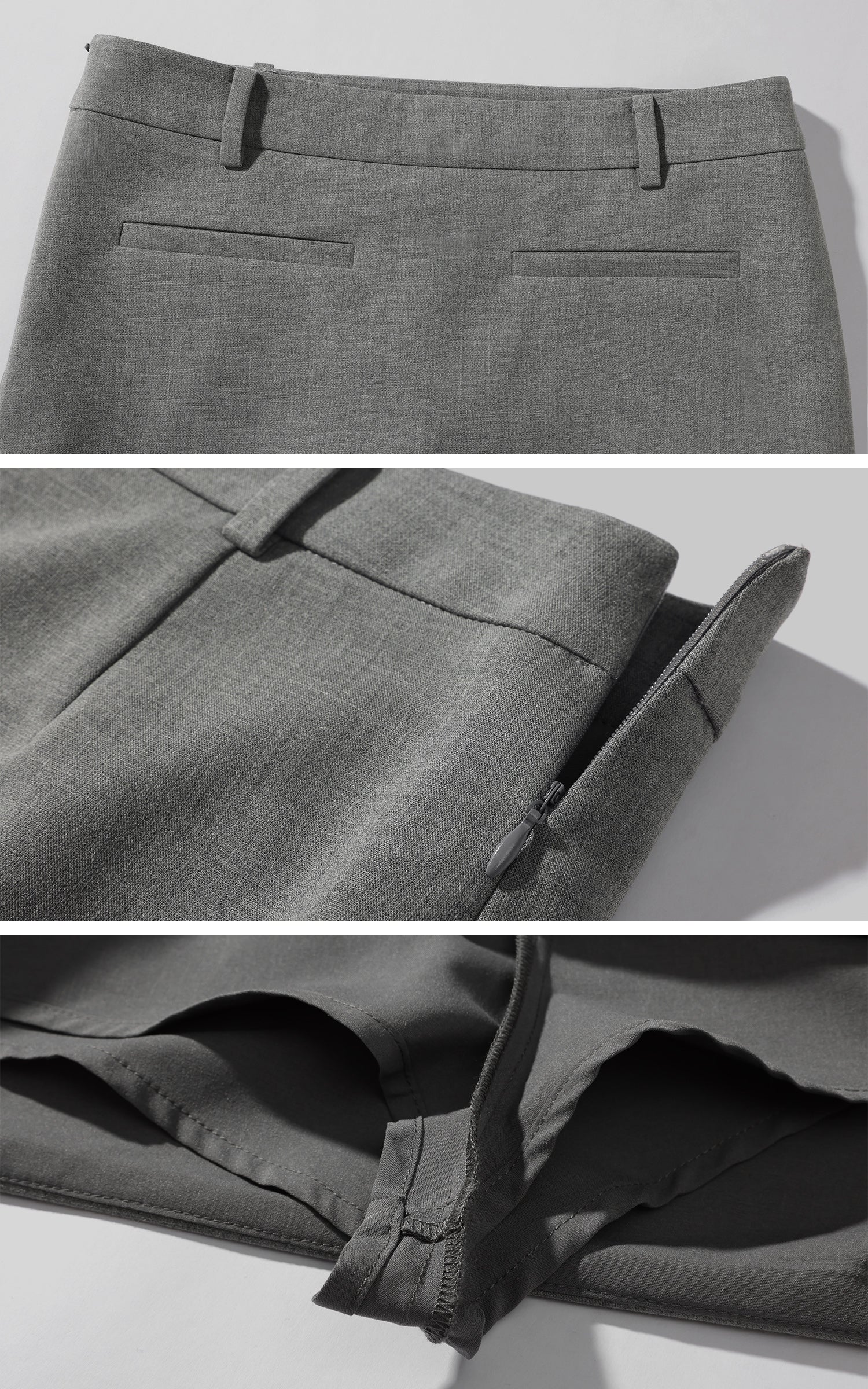 ROVENTE Grey Tailored Low-Waist Mini Skirt for Urban Chic Style
