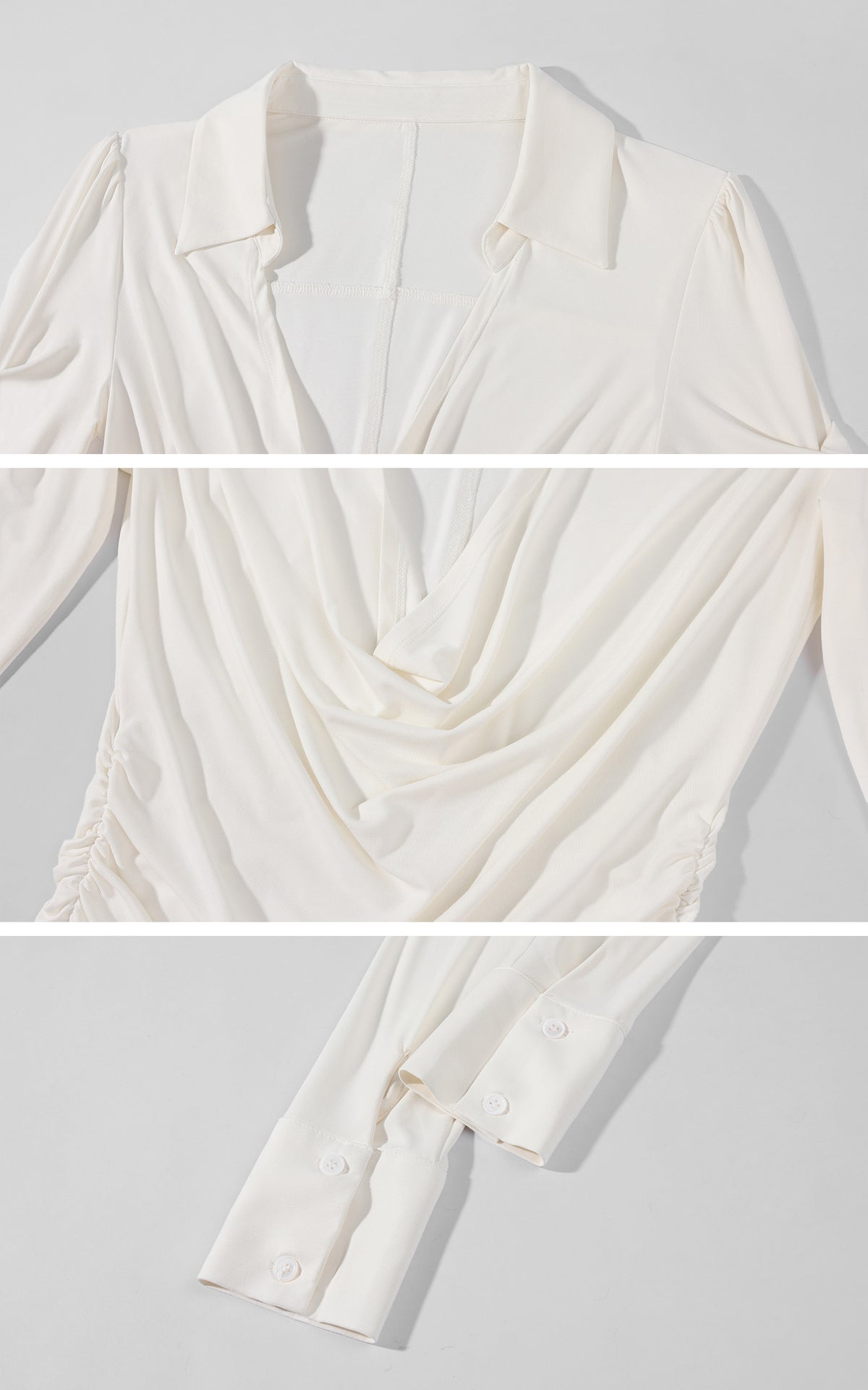 Rase le sol Draped Collared Top &amp; Lace Bralette Two-Piece Set