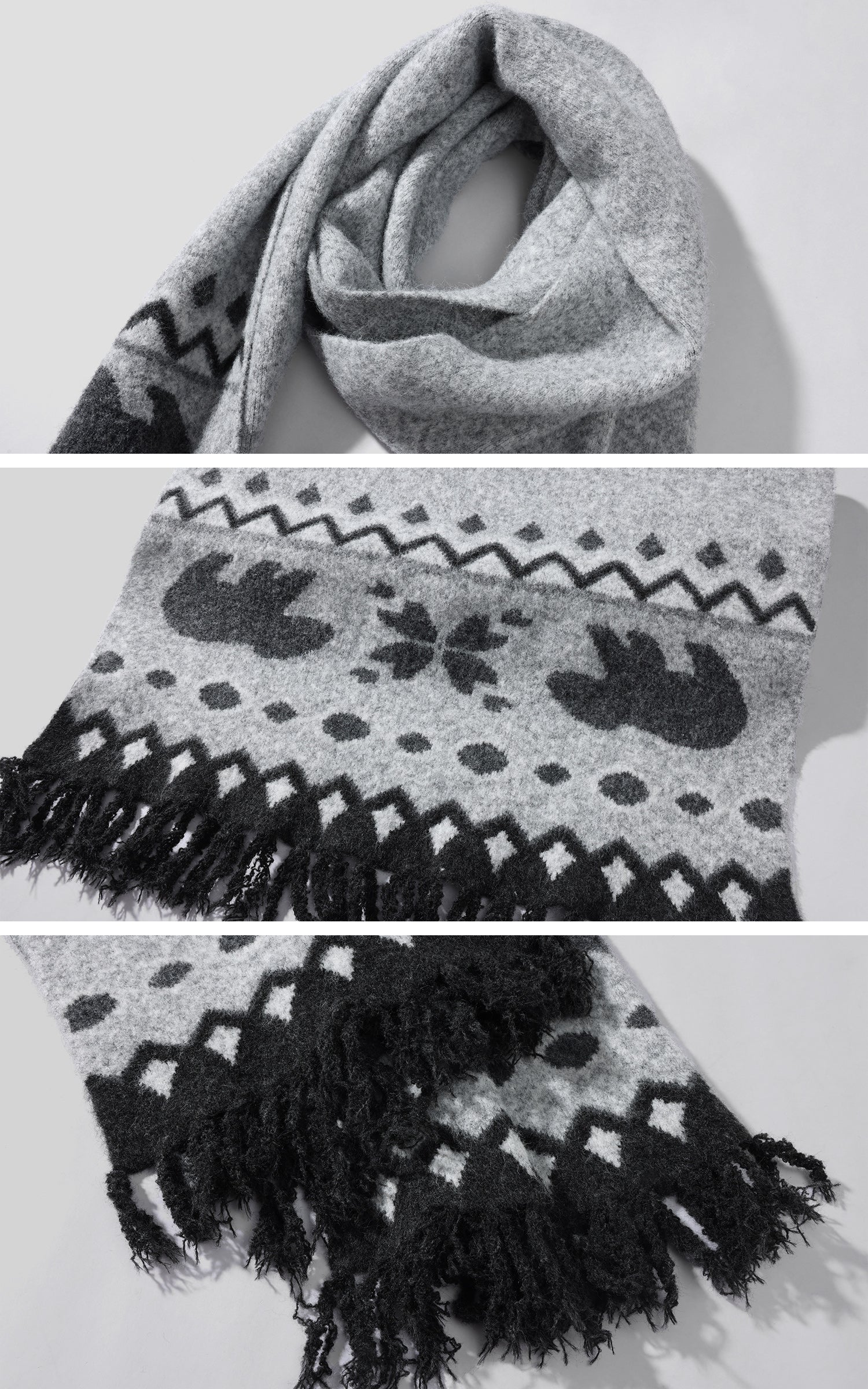 WARDEN EDGE 폴라 자카드 니트 스웨터 &amp; 스카프 세트